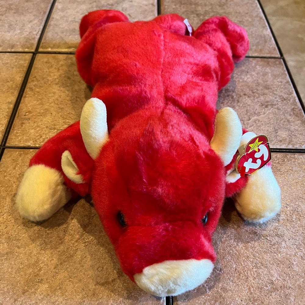 TY Beanie Buddy Snort the Bull 14" Plush Stuffed Animal 1998 w/Ear/Tush Tag